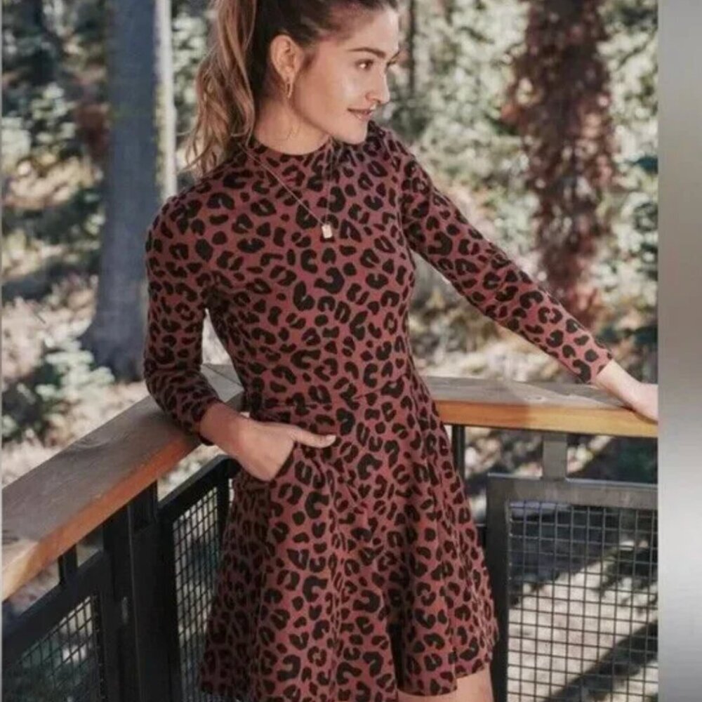 Marine Layer Leopard Print Mini Dress - Brown and Black